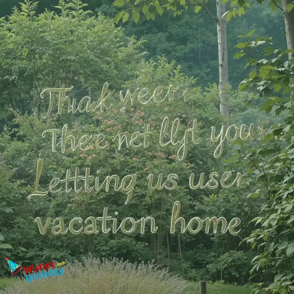 Message For Letting Us Use Your Vacation Home